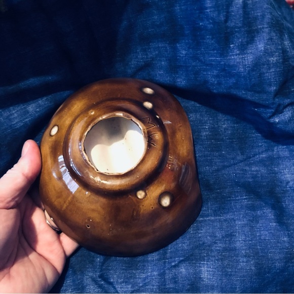 Organic Brown and Cream Ceramic ashtray from the 60s - gently used - Picture 5 of 8